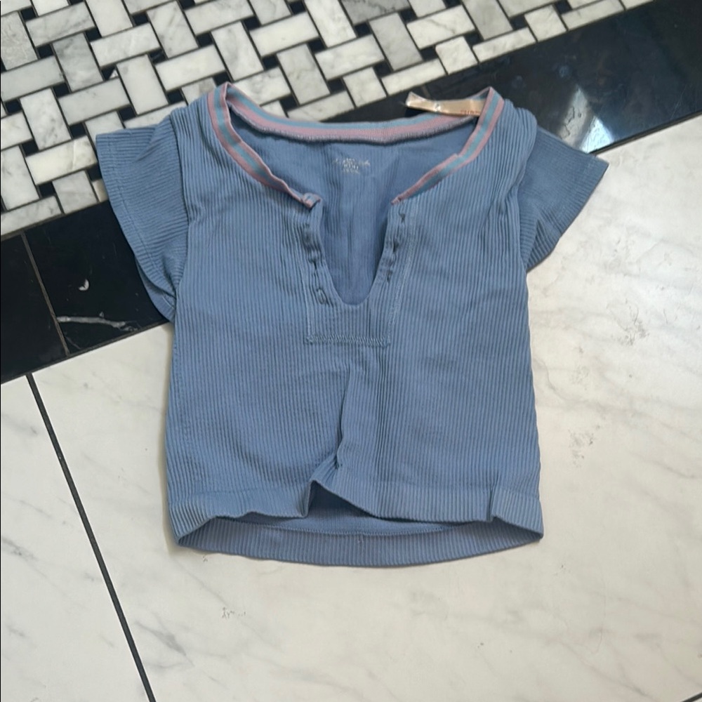Urban Outfitters Blue Ribbed Top